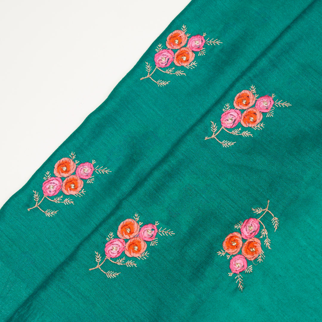 Suvarna Buta on Teal Munga Silk