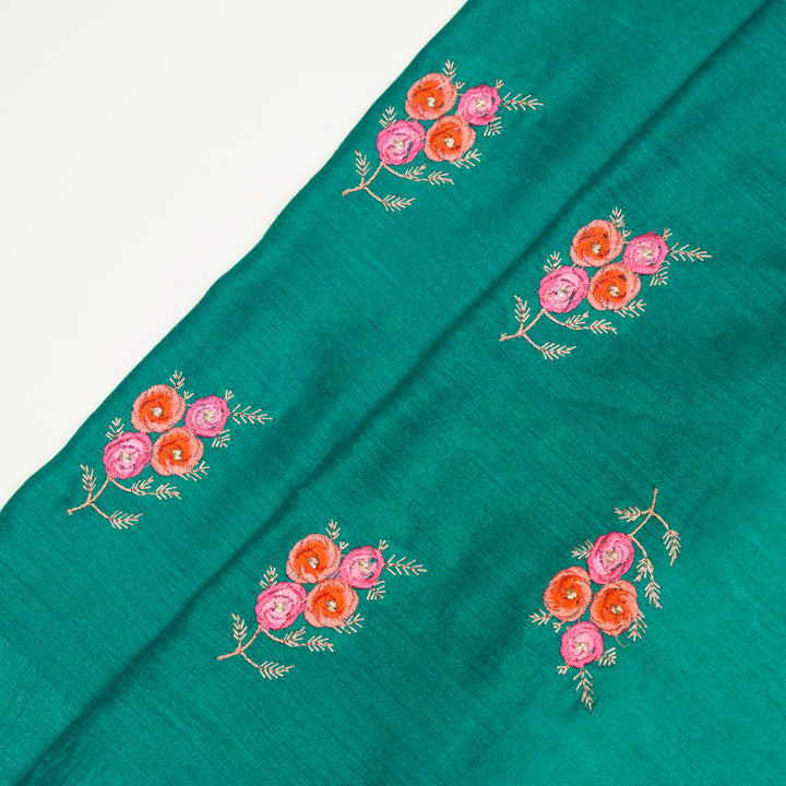 Suvarna Buta on Teal Munga Silk