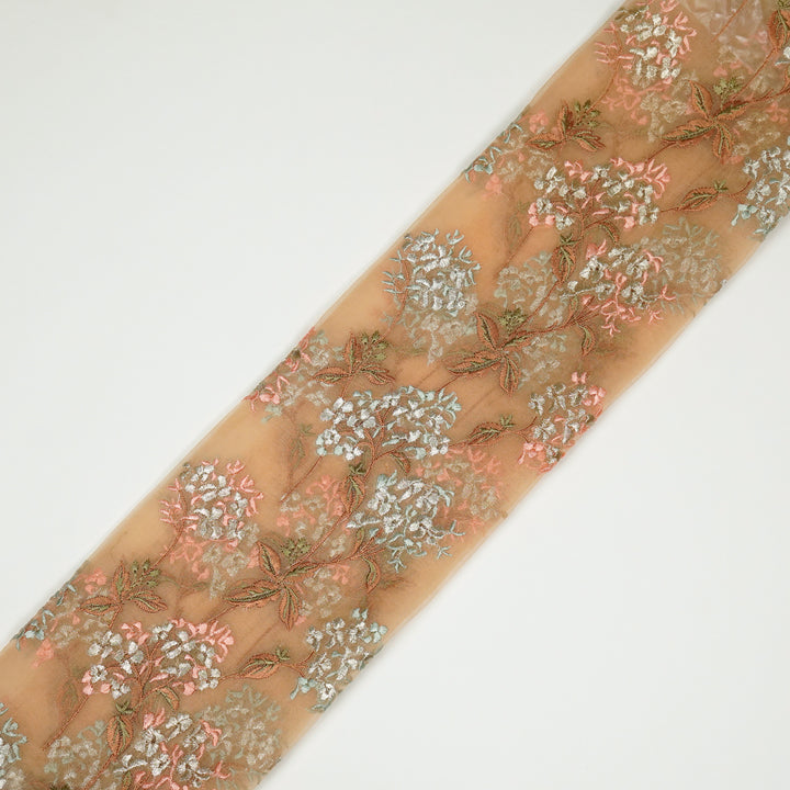 Shafaq Jaal on Light Mango Imported Silk Organza Embroidered Fabric