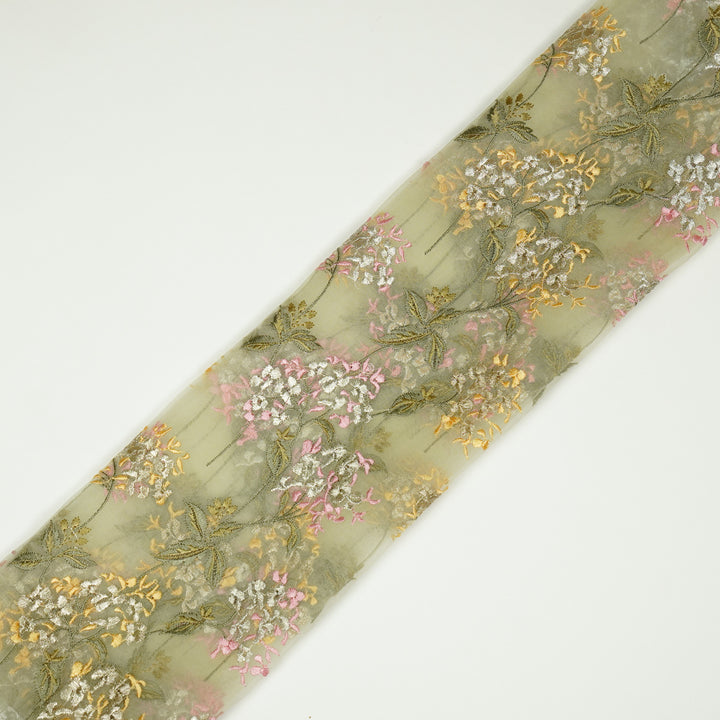 Shafaq Jaal on Light Lemon Imported Silk Organza Embroidered Fabric