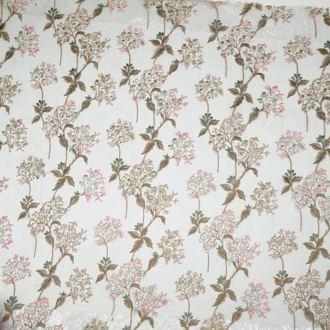 Shafaq Jaal on Light Aqua Imported Silk Organza Embroidered Fabric