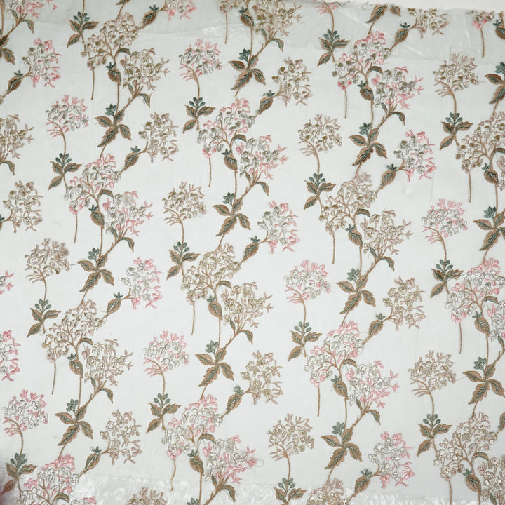 Shafaq Jaal on Light Aqua Imported Silk Organza Embroidered Fabric