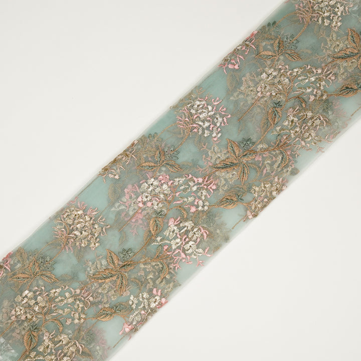 Shafaq Jaal on Light Aqua Imported Silk Organza Embroidered Fabric