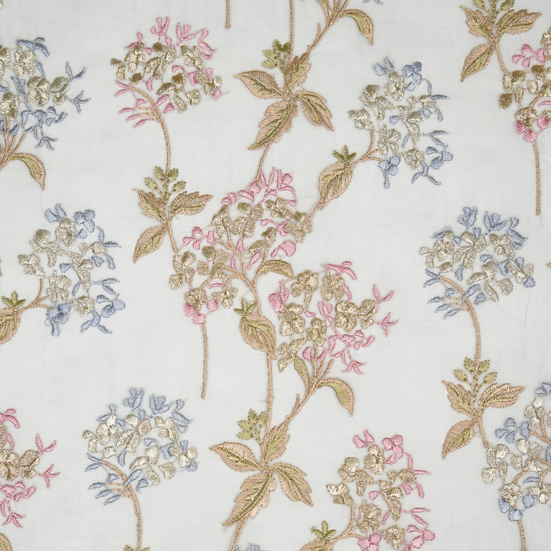 Shafaq Jaal on Sky Blue Imported Silk Organza Embroidered Fabric