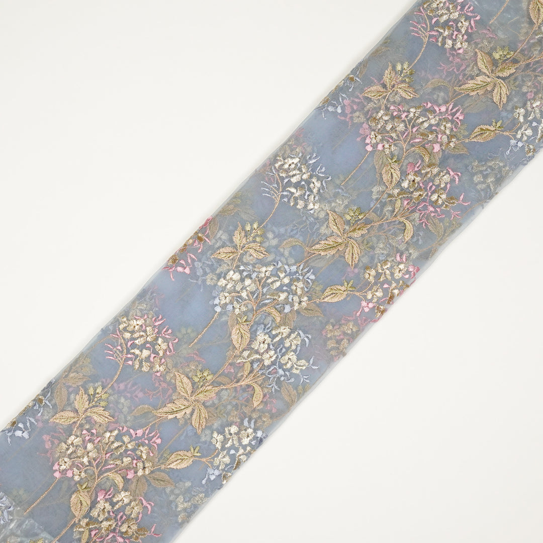 Shafaq Jaal on Sky Blue Imported Silk Organza Embroidered Fabric