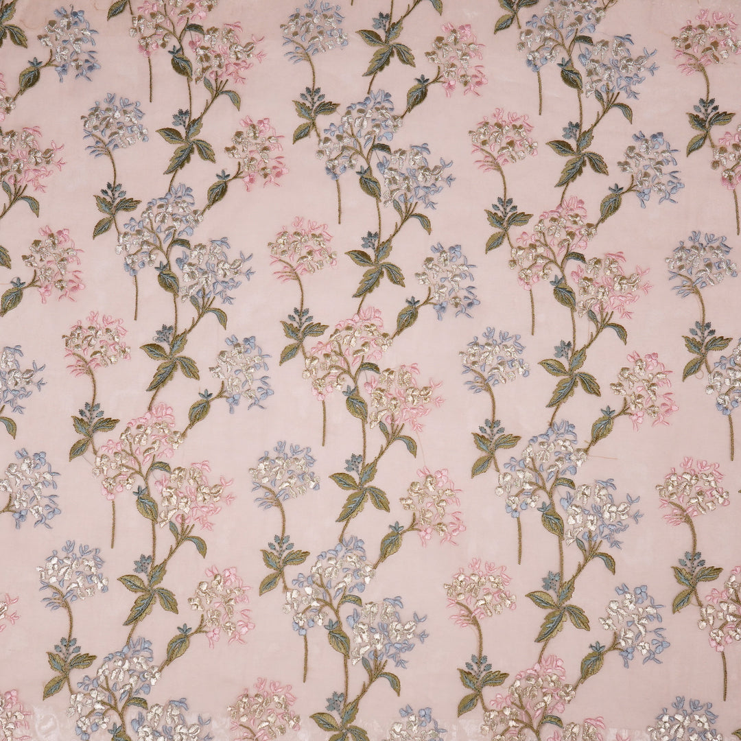 Shafaq Jaal on Blush  Imported Silk Organza Embroidered Fabric