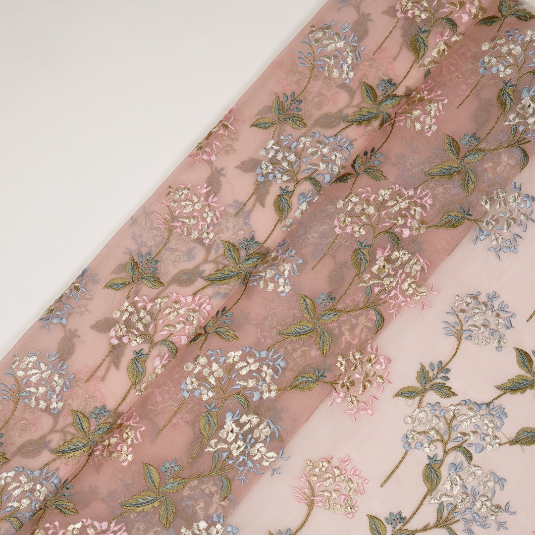 Shafaq Jaal on Blush  Imported Silk Organza Embroidered Fabric