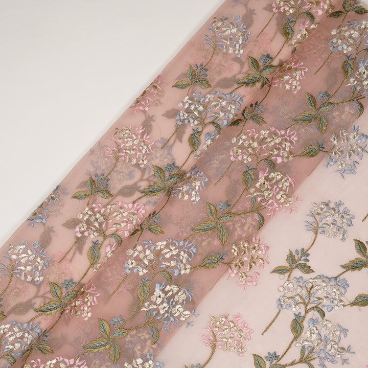 Shafaq Jaal on Blush  Imported Silk Organza Embroidered Fabric
