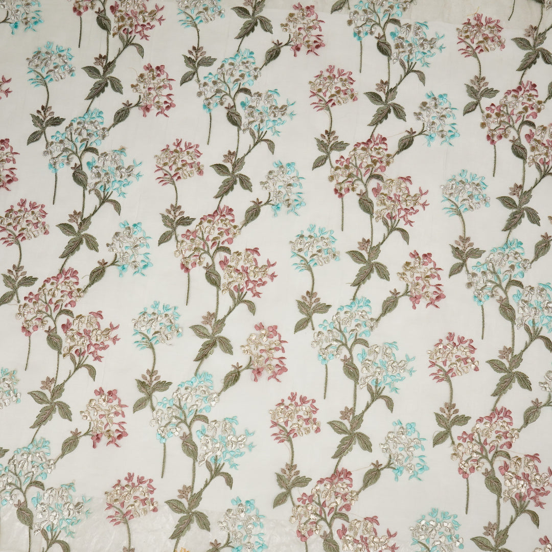 Shafaq Jaal on Cream Imported Silk Organza Embroidered Fabric