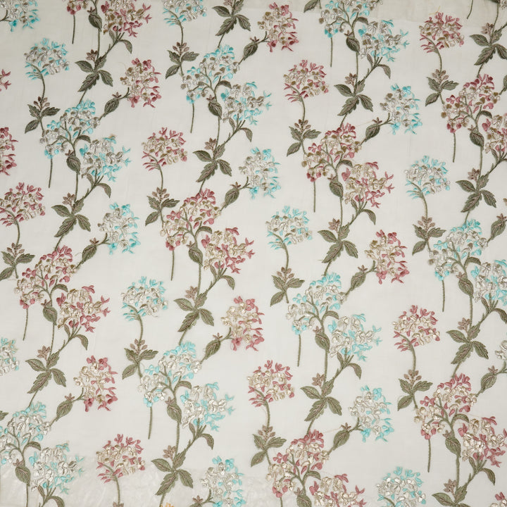 Shafaq Jaal on Cream Imported Silk Organza Embroidered Fabric