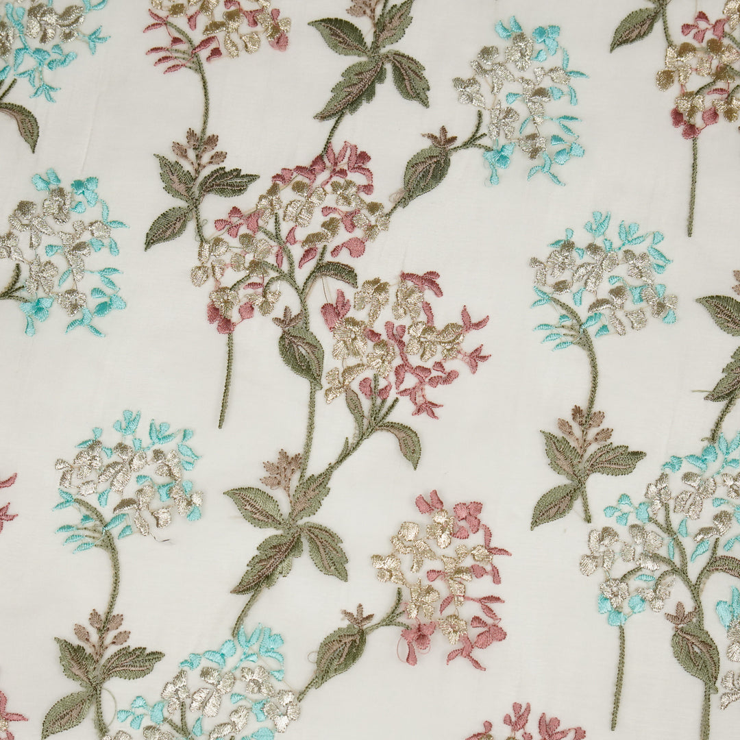 Shafaq Jaal on Cream Imported Silk Organza Embroidered Fabric