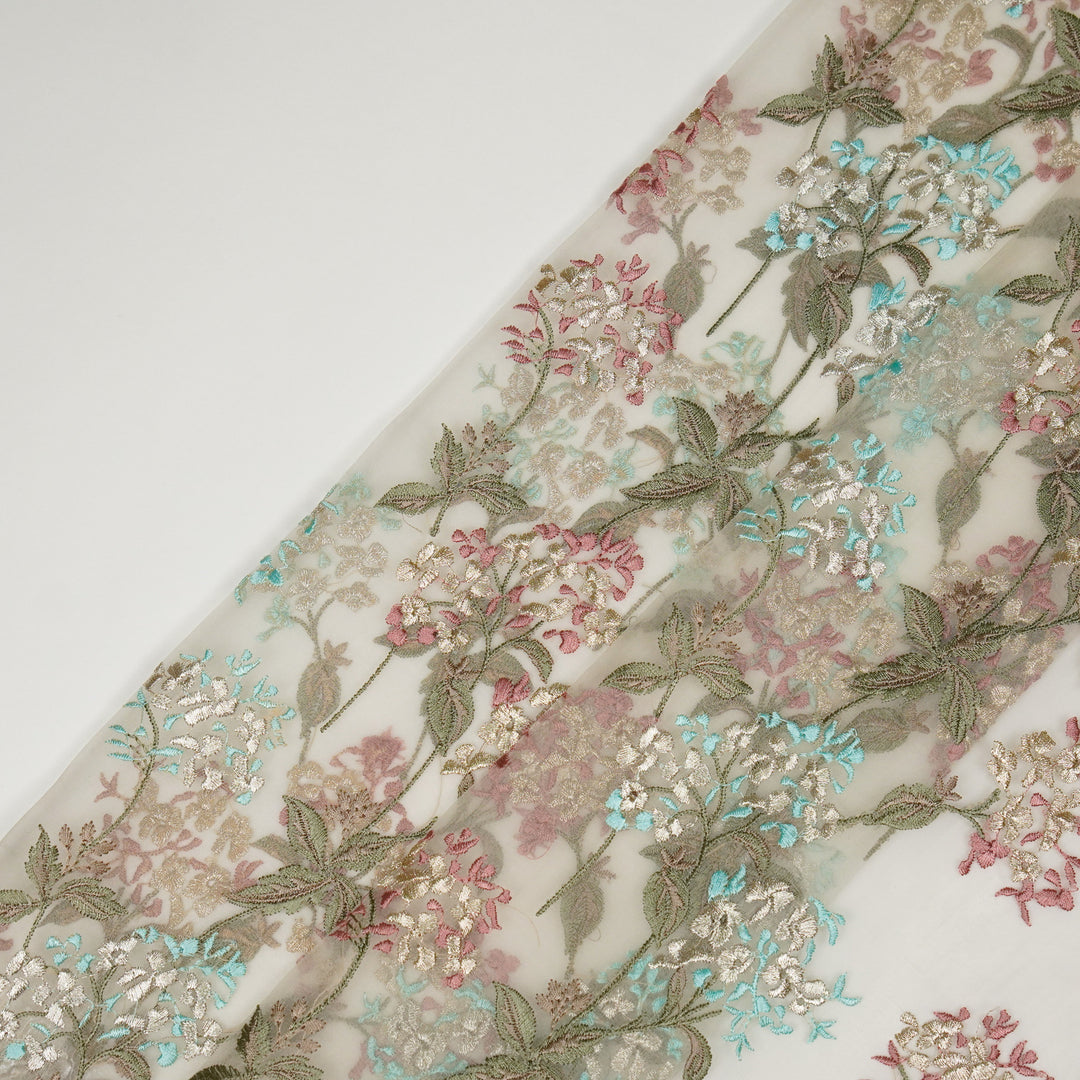 Shafaq Jaal on Cream Imported Silk Organza Embroidered Fabric