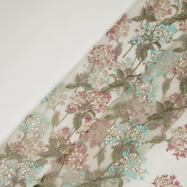 Shafaq Jaal on Cream Imported Silk Organza Embroidered Fabric