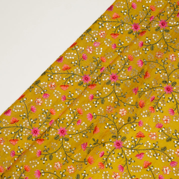 Zeenat Floral Jaal on Gold Silk Chanderi