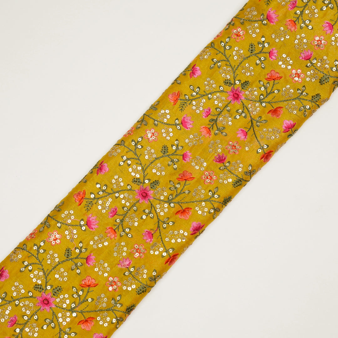 Zeenat Floral Jaal on Gold Silk Chanderi