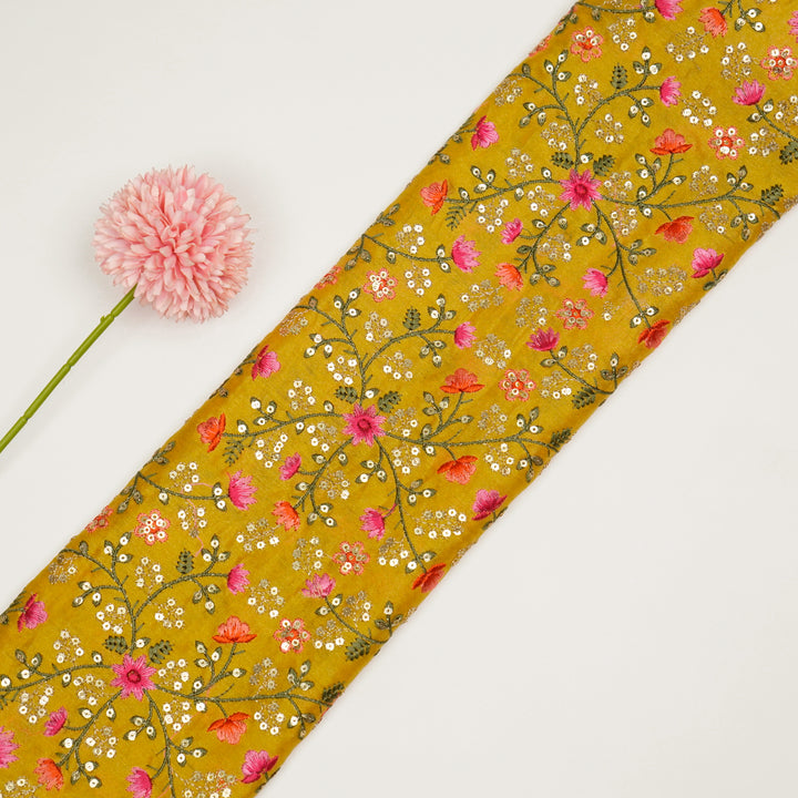 Zeenat Floral Jaal on Gold Silk Chanderi