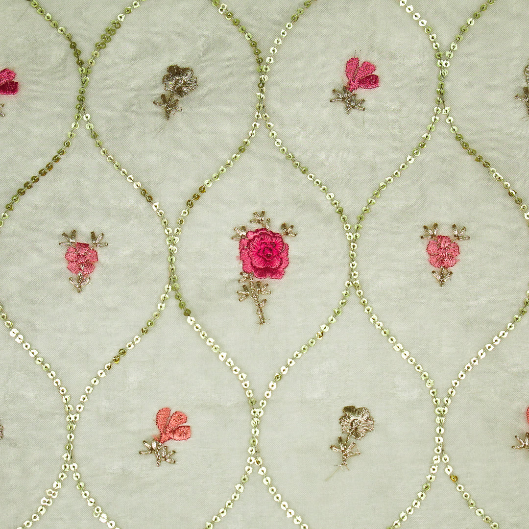 Rosha Jaal On Moss Green Semi Organza