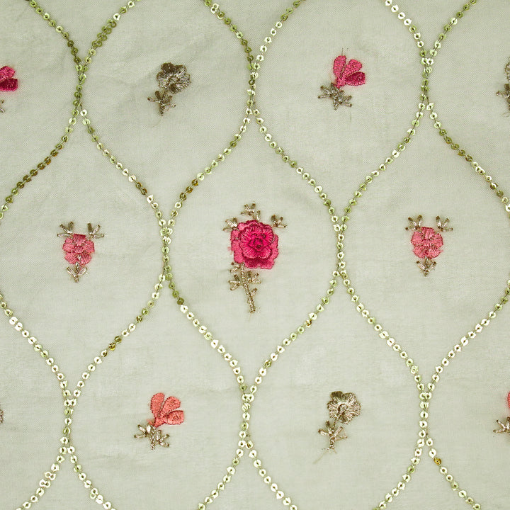 Rosha Jaal On Moss Green Semi Organza