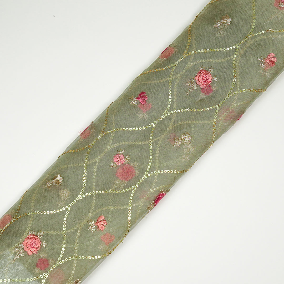 Rosha Jaal On Moss Green Semi Organza