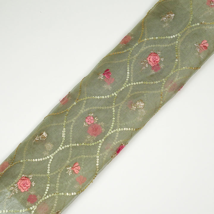 Rosha Jaal On Moss Green Semi Organza