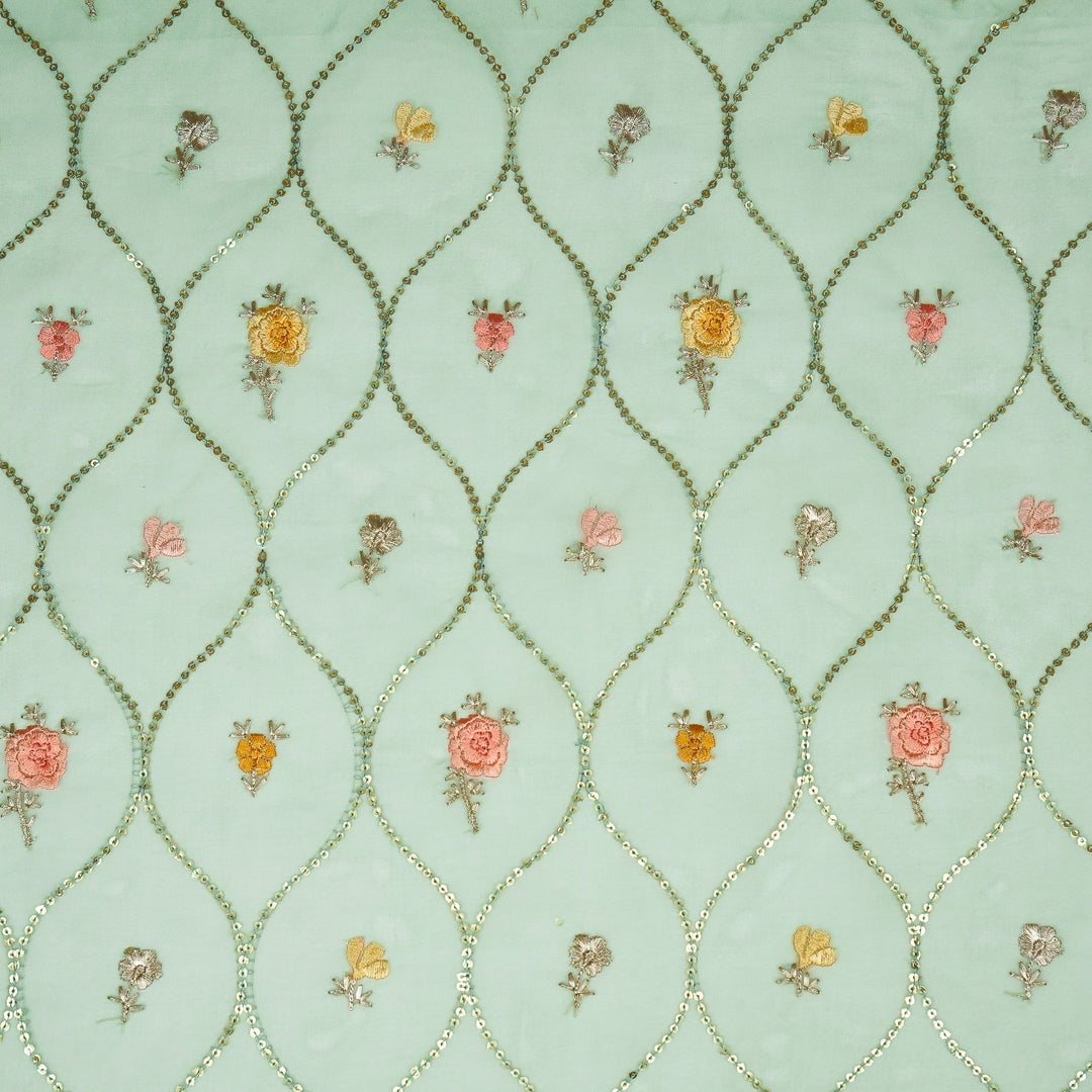 Rosha Jaal On Aqua Semi Organza