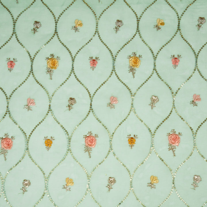 Rosha Jaal On Aqua Semi Organza