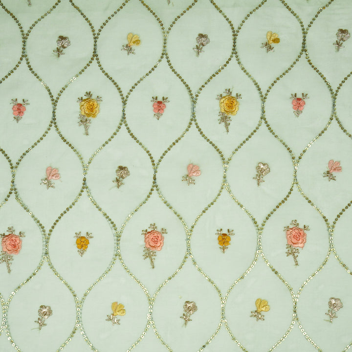 Rosha Jaal On Aqua Semi Organza