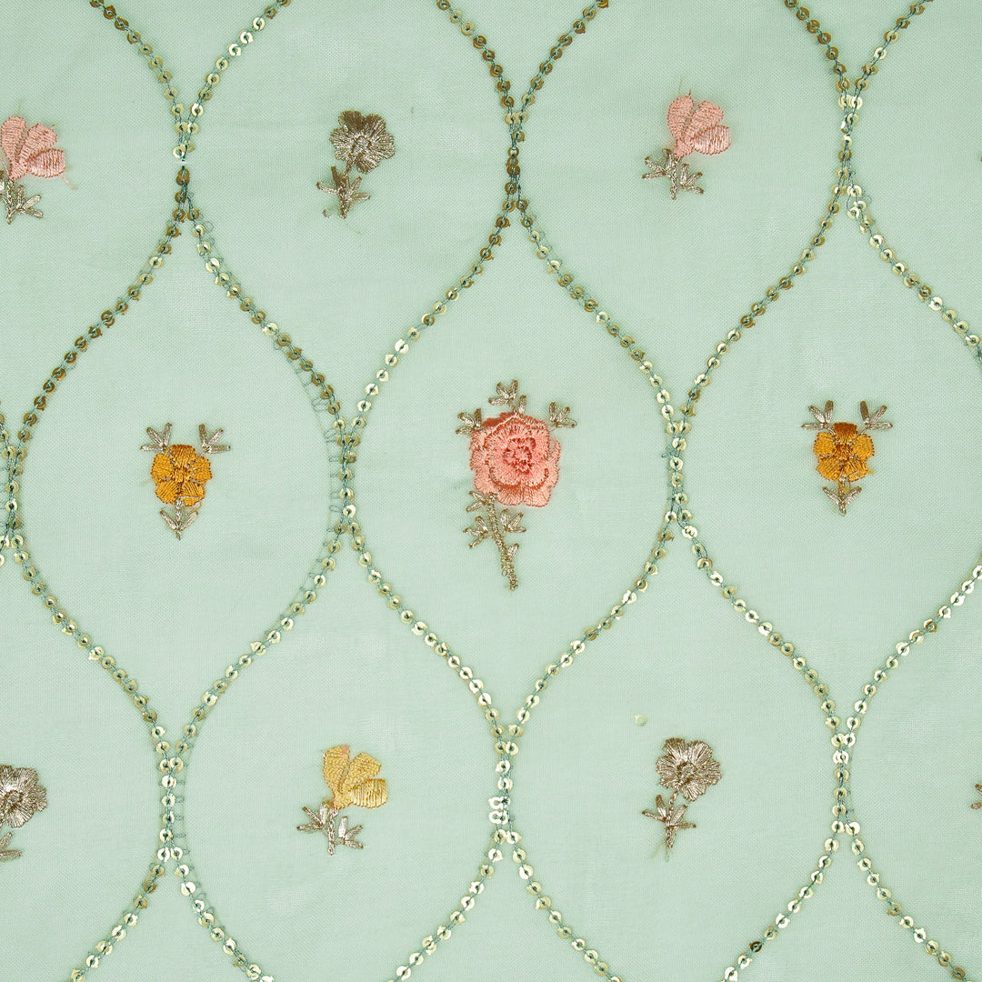 Rosha Jaal On Aqua Semi Organza