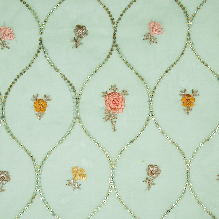 Rosha Jaal On Aqua Semi Organza