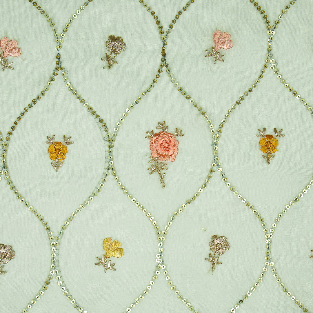 Rosha Jaal On Aqua Semi Organza