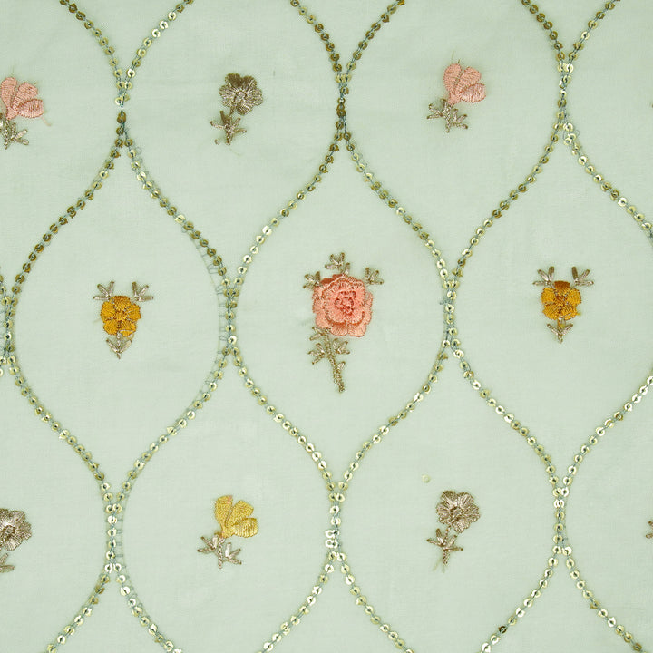 Rosha Jaal On Aqua Semi Organza