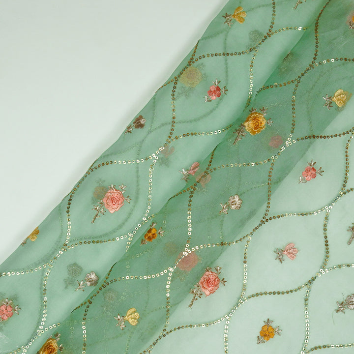 Rosha Jaal On Aqua Semi Organza