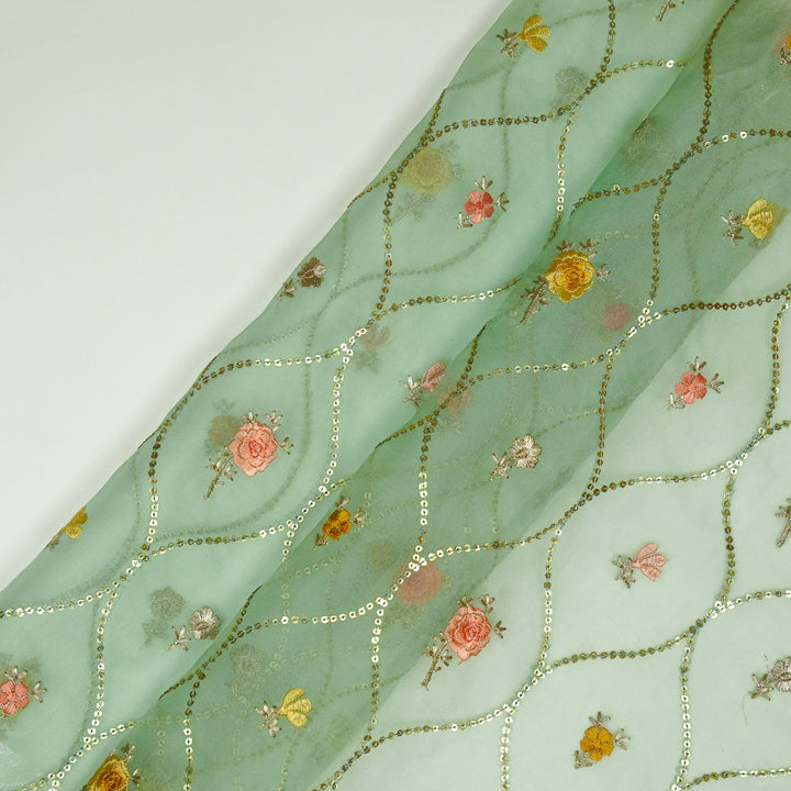 Rosha Jaal On Aqua Semi Organza