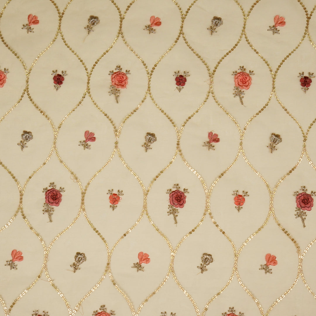 Rosha Jaal On Beige Semi Organza