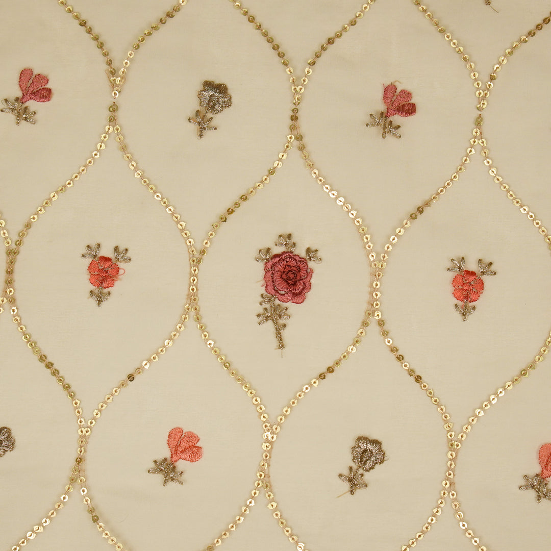 Rosha Jaal On Beige Semi Organza