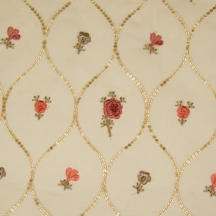 Rosha Jaal On Beige Semi Organza