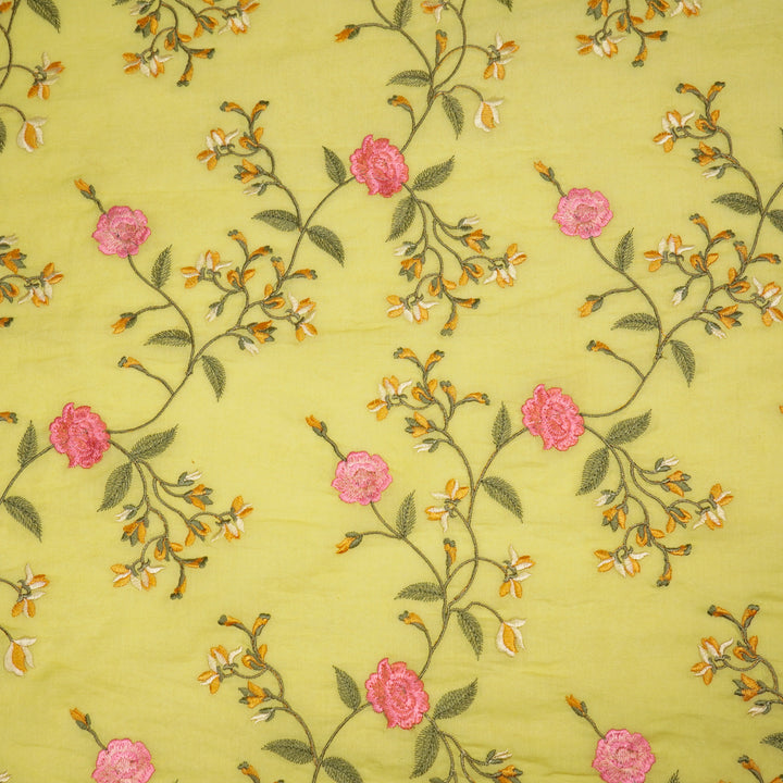 Artsy floral Jaal on Yellow Malmal