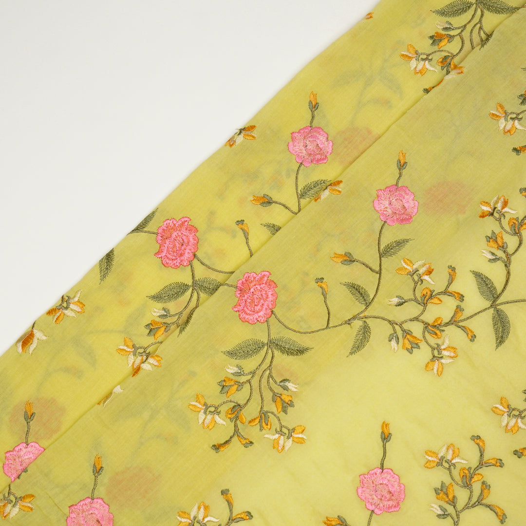 Artsy floral Jaal on Yellow Malmal