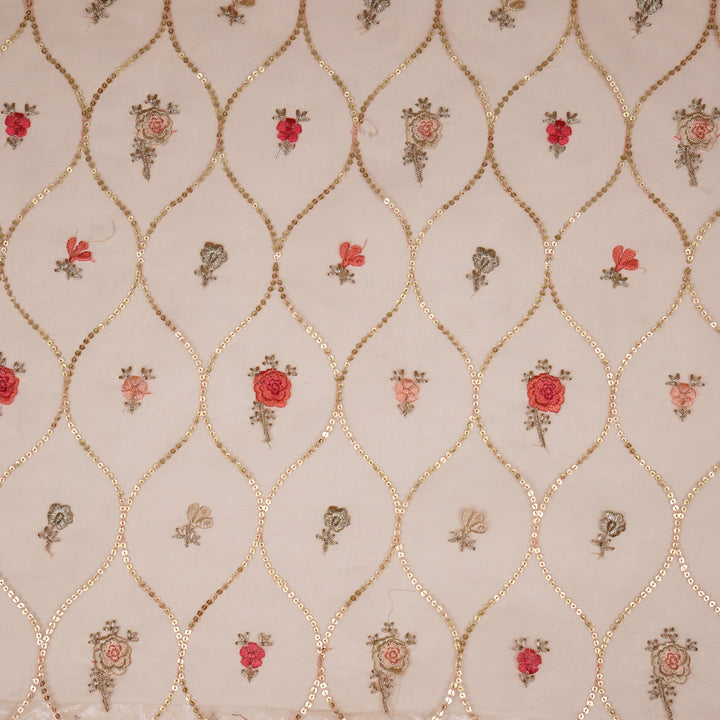 Rosha Jaal On Peach Semi Organza