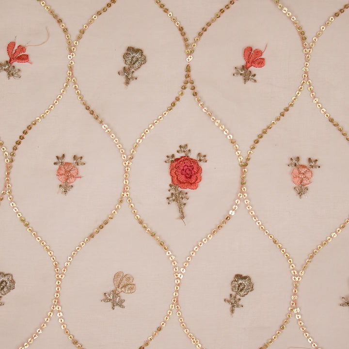 Rosha Jaal On Peach Semi Organza