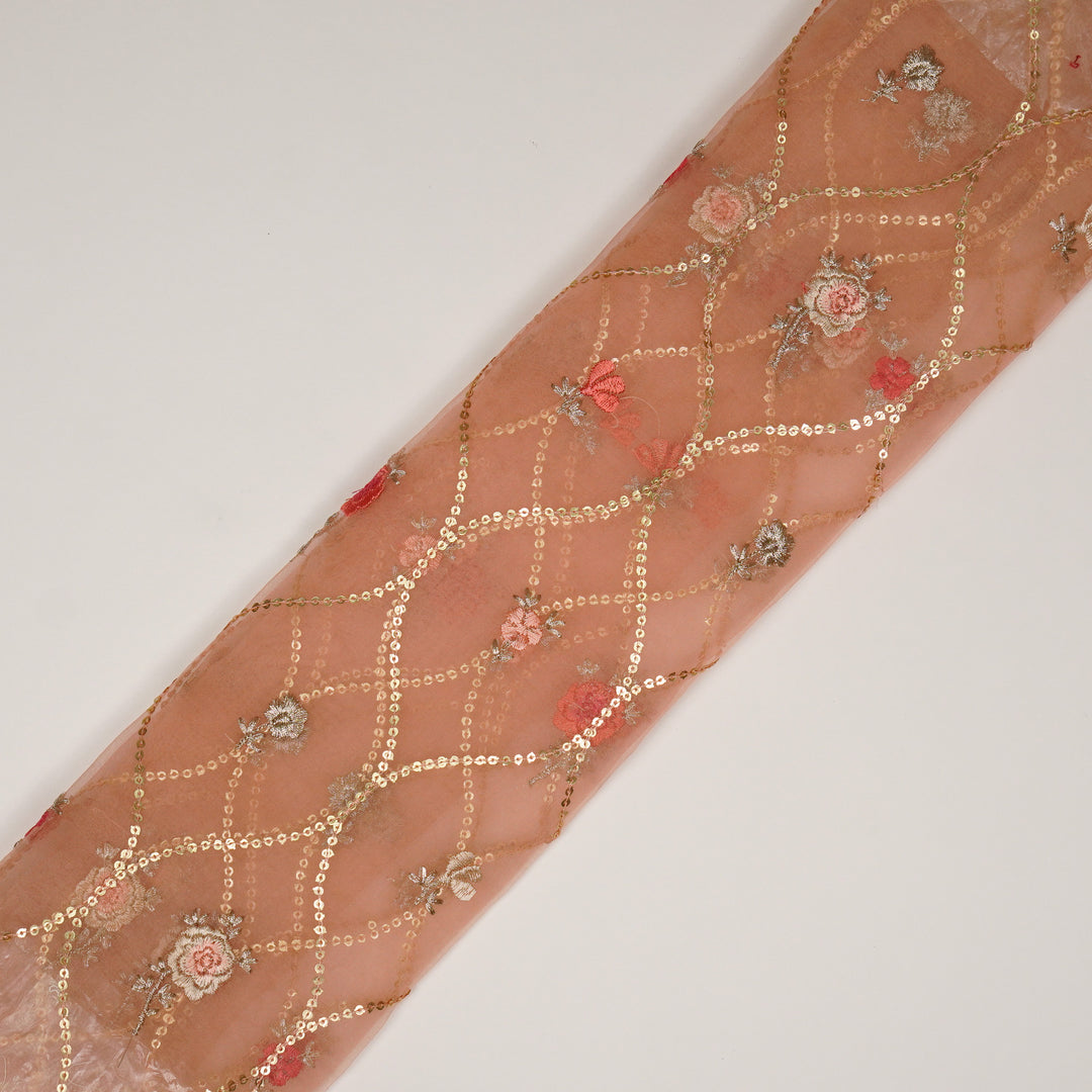 Rosha Jaal On Peach Semi Organza