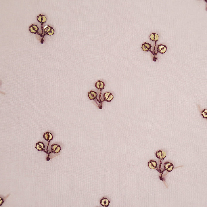 Sunheri Buti on Purple Silk Organza Embroidered Fabric