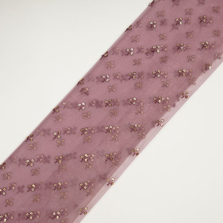 Sunheri Buti on Purple Silk Organza Embroidered Fabric