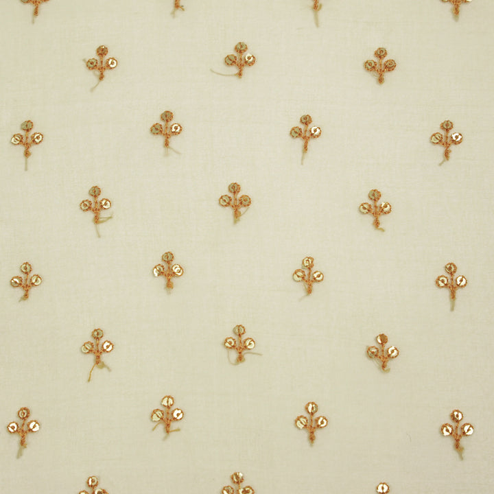 Sunheri Buti on Dusky Gold Silk Organza Embroidered Fabric