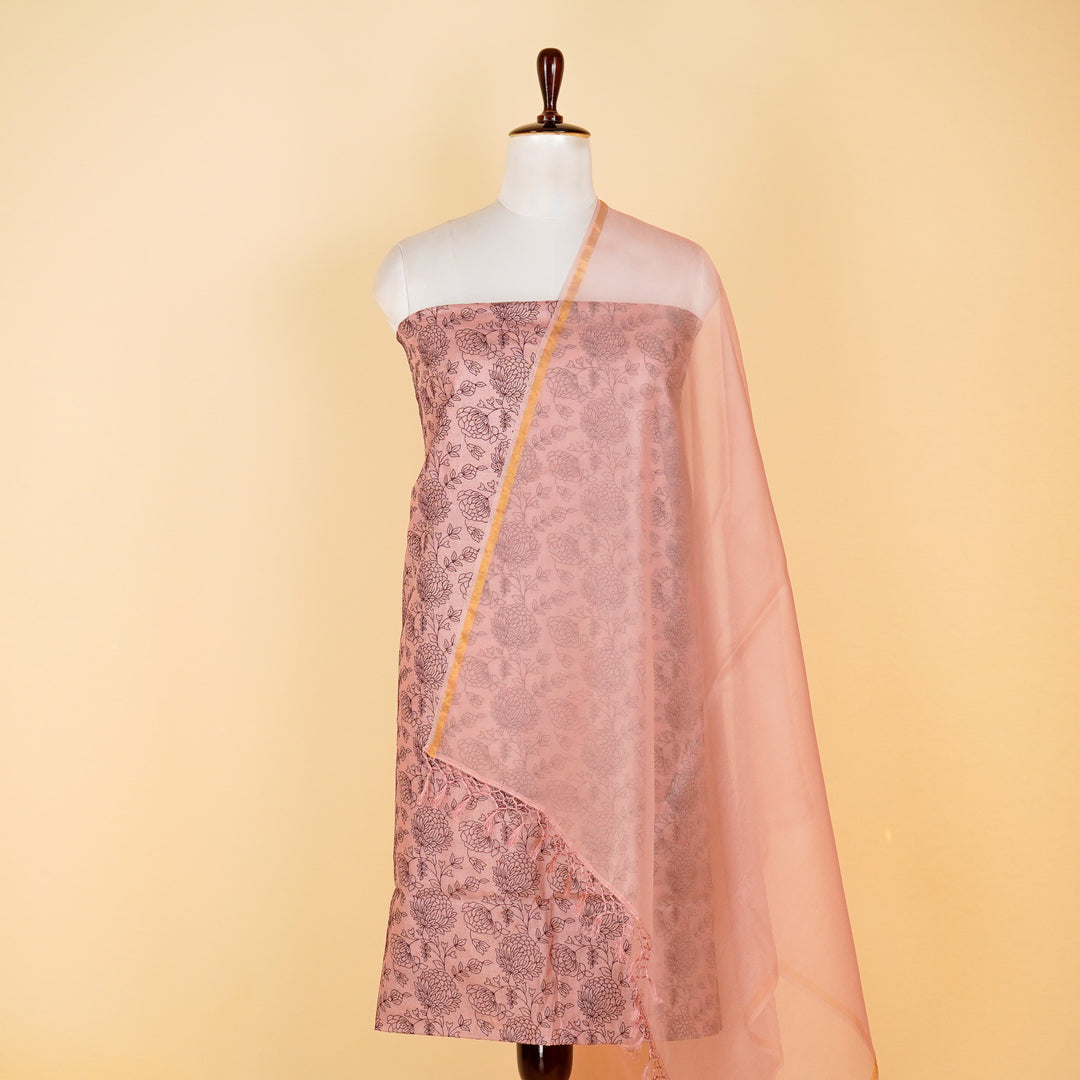 Snehlata Jaal Suit fabric set on Tussar Silk (Unstitched)-  Onion