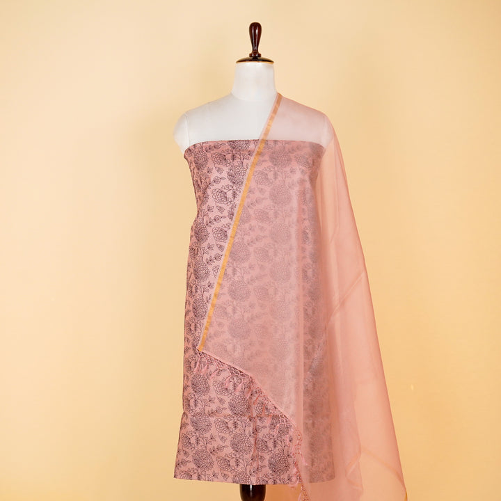 Snehlata Jaal Suit fabric set on Tussar Silk (Unstitched)-  Onion
