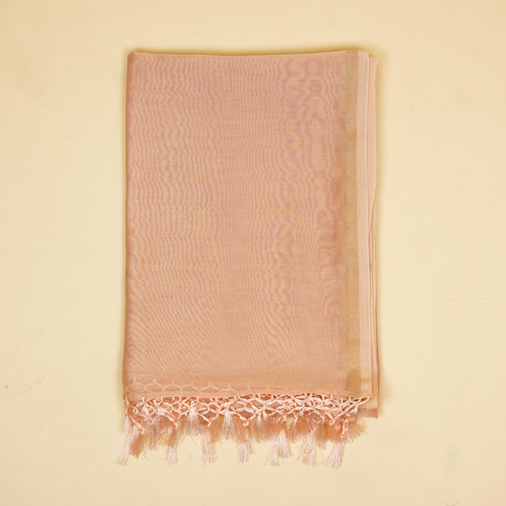 Sumayya Jaal Suit fabric set on Silk Chanderi (Unstitched)-  Blush