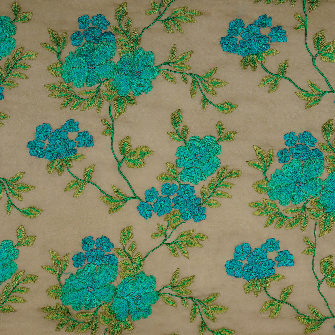Kushali Jaal on Mouse Semi Georgette Embroidered Fabric
