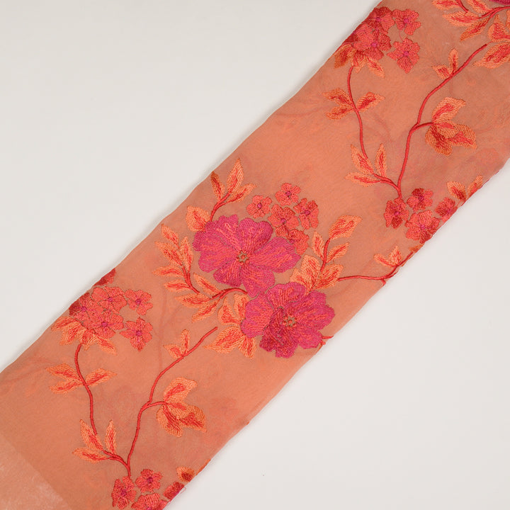 Kushali Jaal on Peach Semi Georgette Embroidered Fabric