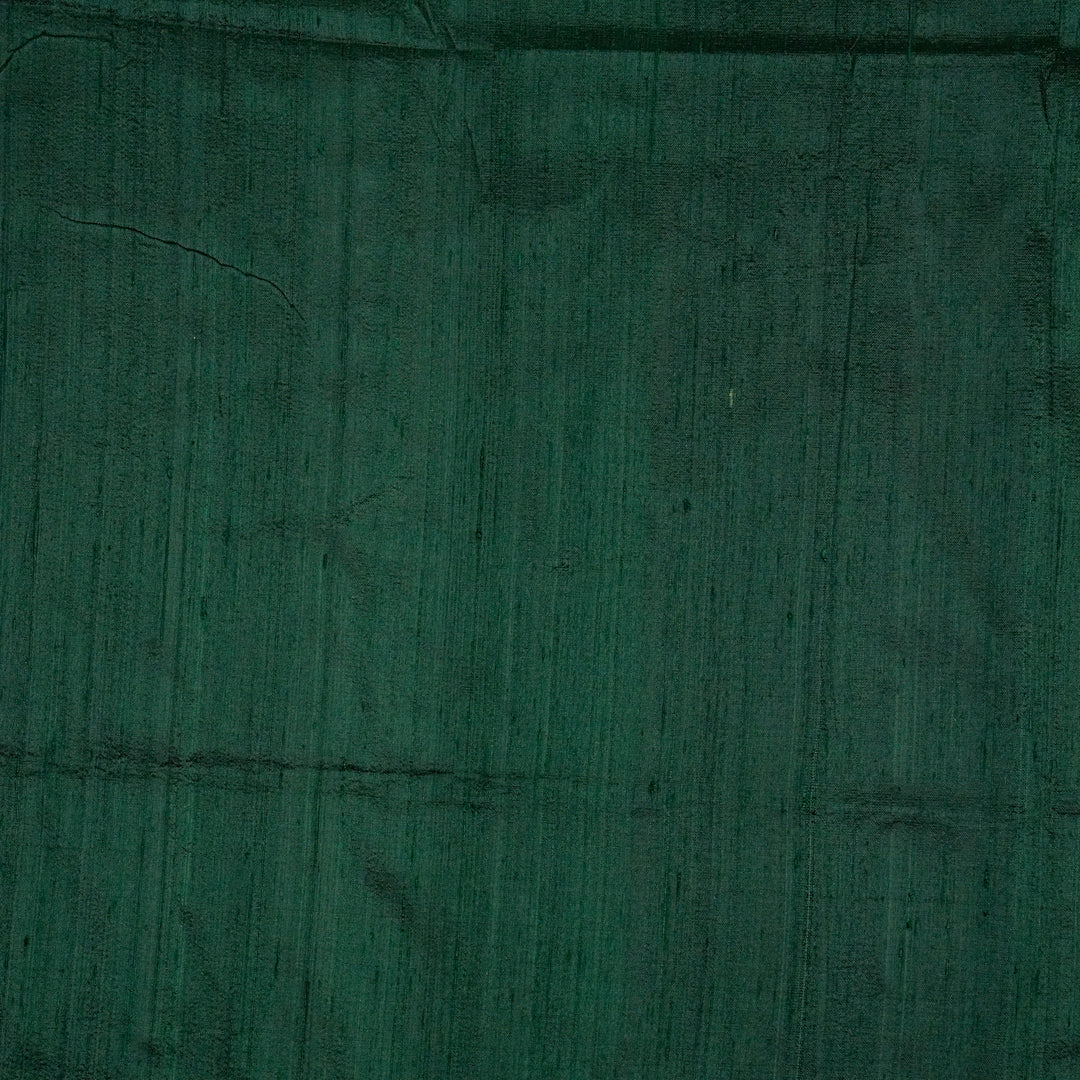 Bottle Green Raw Silk Plain Fabric